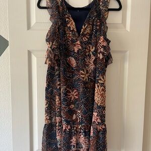 Madewell Navy and Brown Floral Dress